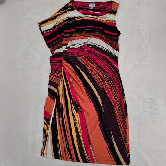 Worthington ✦ Abstract Midi Dress ✦ Sleeveless Asymmetrical Stretch Knit NWT M - Picture 5 of 16